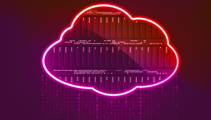 abstract cloud outline with binary code around it
