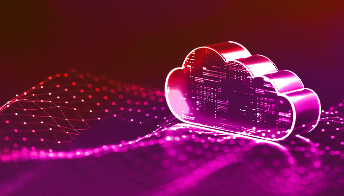 abstract cloud on an abstract digital wave