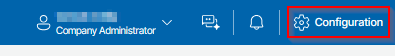 Screenshot Of The Veeam Service Provider Console Top Navigation Bar Highlighting The Configuration (Gear) Icon In The Top-Right Corner, Used To Access Configuration Options.